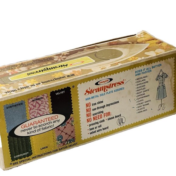 Osrow Steamstress 1973 Vintage SB15 Fabric Steam Iron Original Box/Instructions - Picture 2 of 2